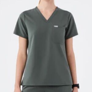 Figs Catarina One-Pocket V-Neck Scrub Top Olive Green XXS